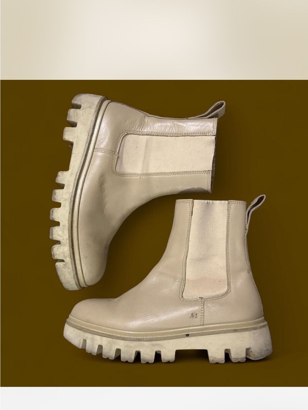 KOIO Chelsea Lug-Sole Ankle Boots in Nude Beige